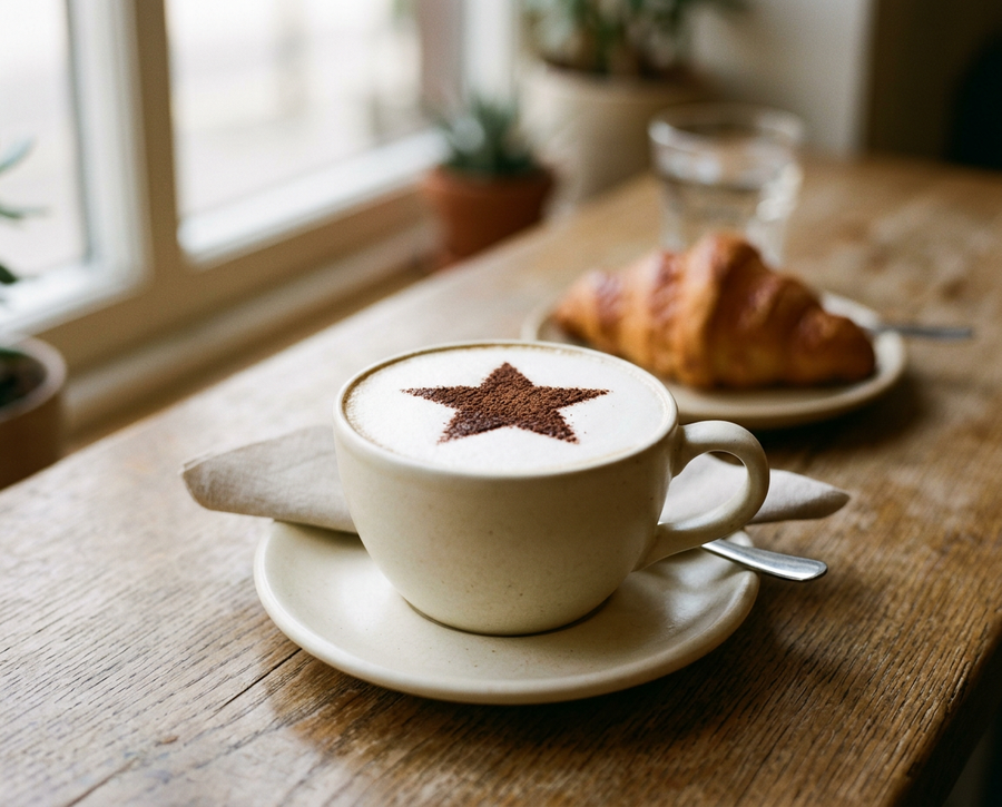 Cappuccino z gwiazdą z kakao